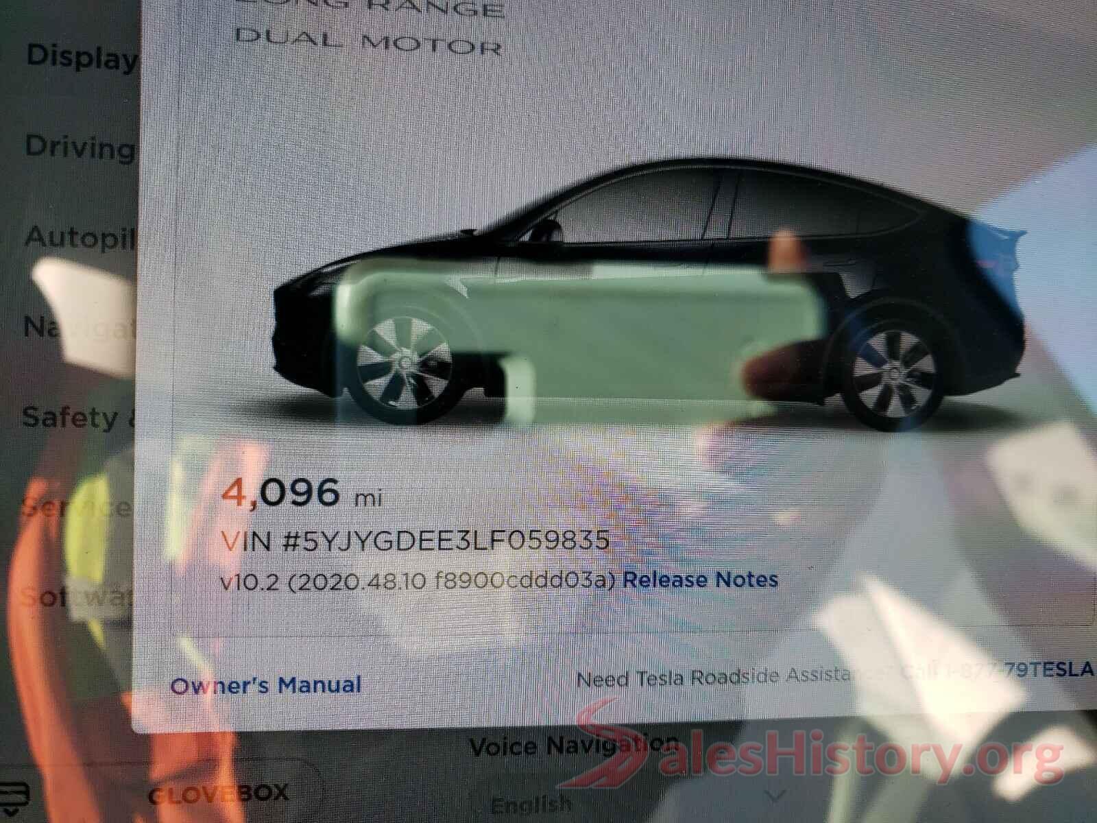 5YJYGDEE3LF059835 2020 TESLA MODEL Y