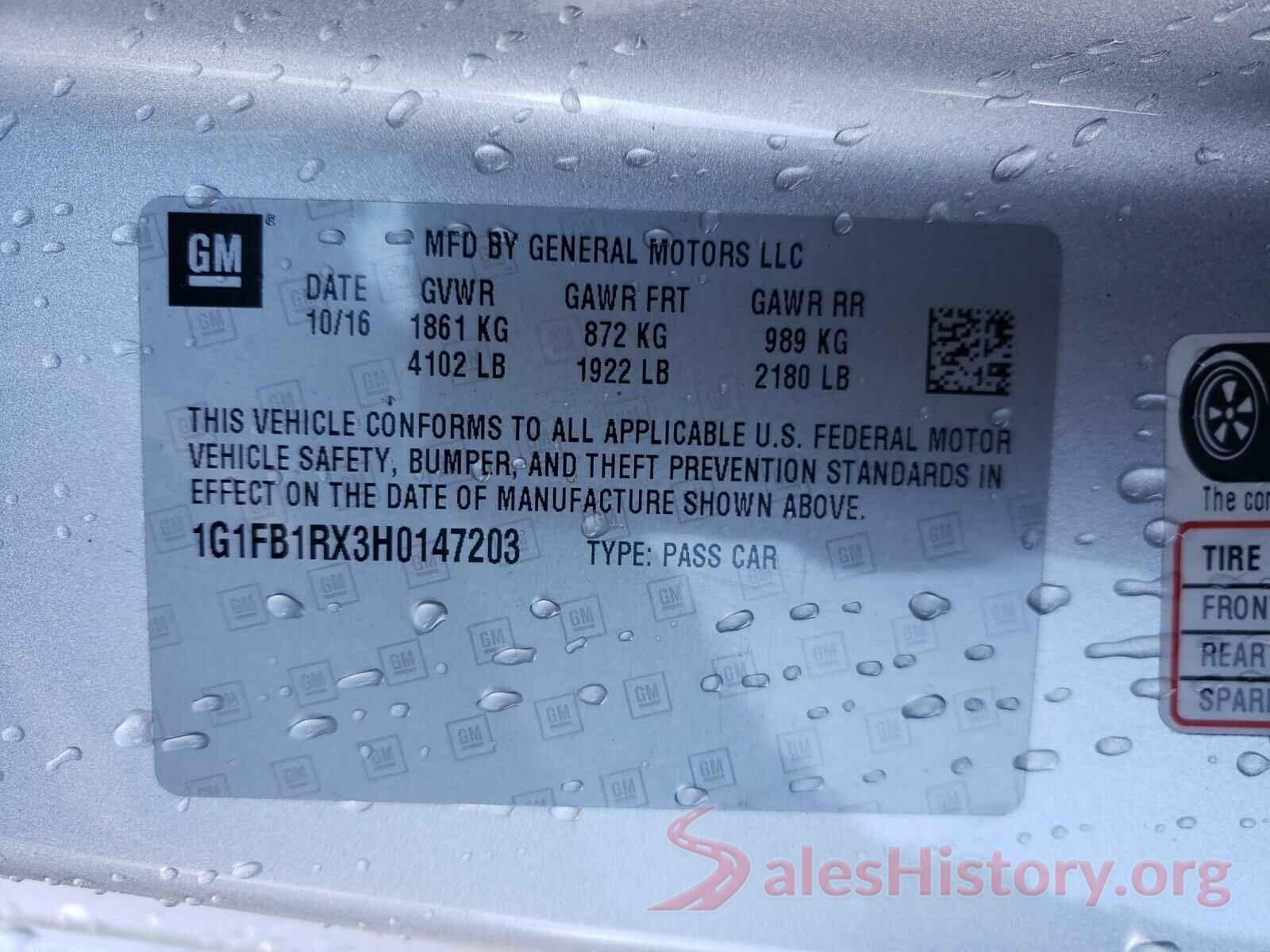 1G1FB1RX3H0147203 2017 CHEVROLET CAMARO