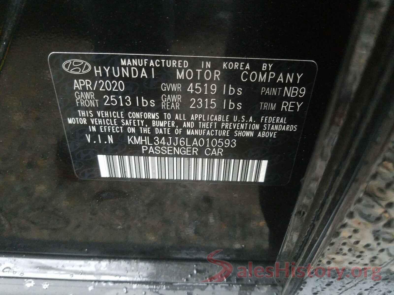 KMHL34JJ6LA010593 2020 HYUNDAI SONATA