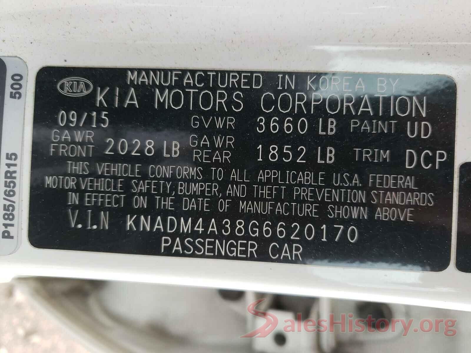 KNADM4A38G6620170 2016 KIA RIO