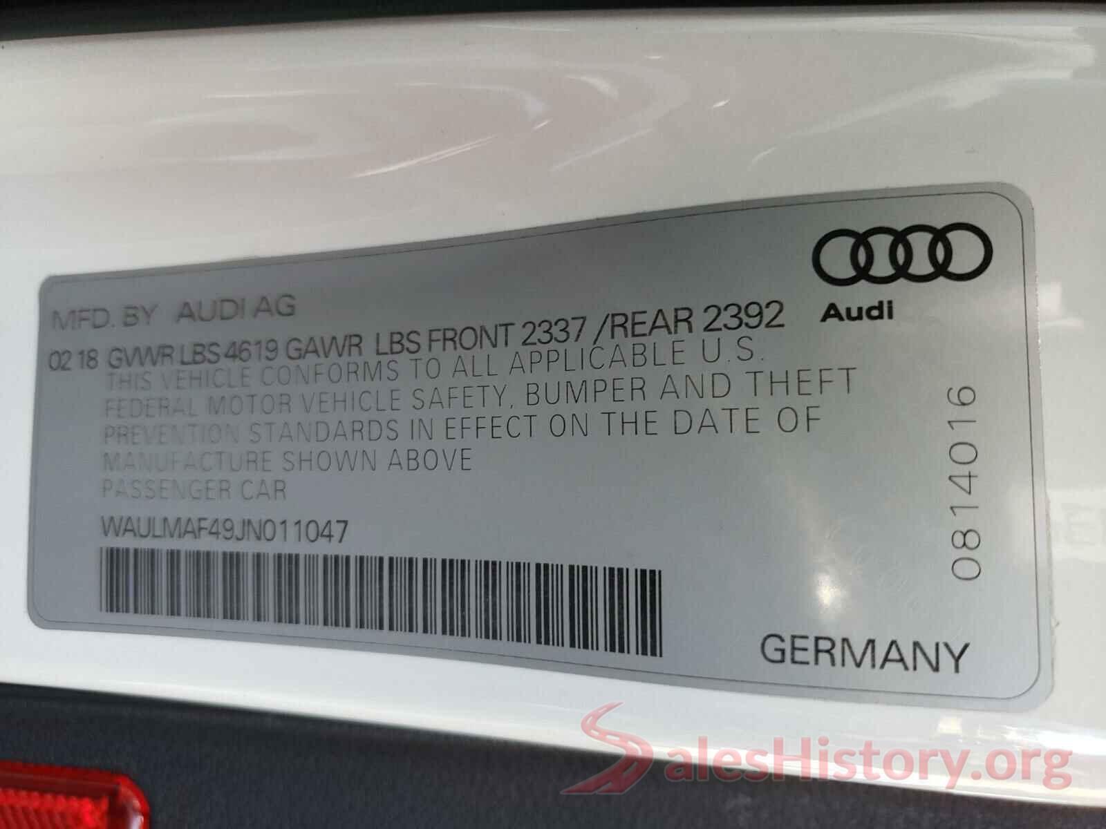 WAULMAF49JN011047 2018 AUDI A4