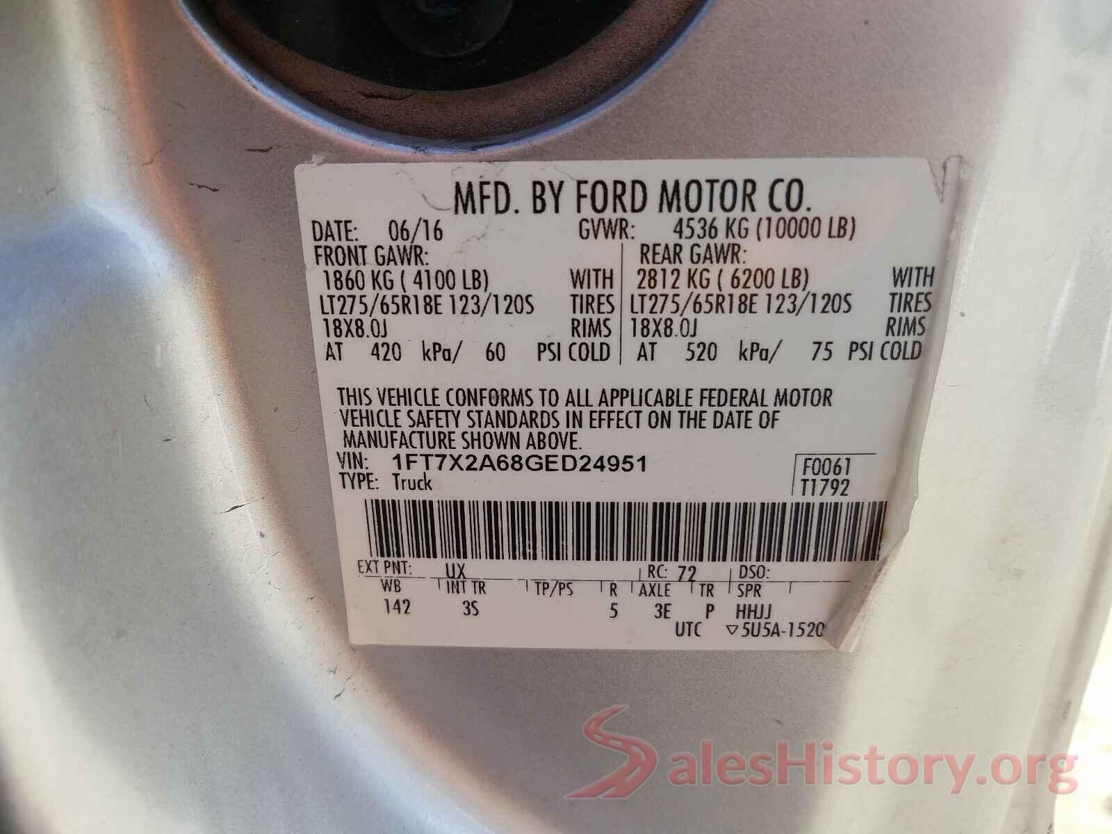 1FT7X2A68GED24951 2016 FORD F250