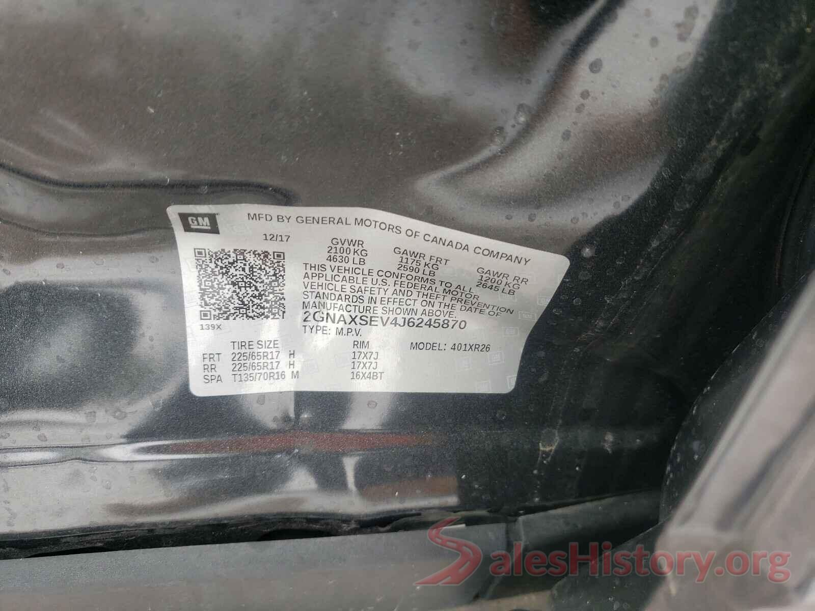 2GNAXSEV4J6245870 2018 CHEVROLET EQUINOX