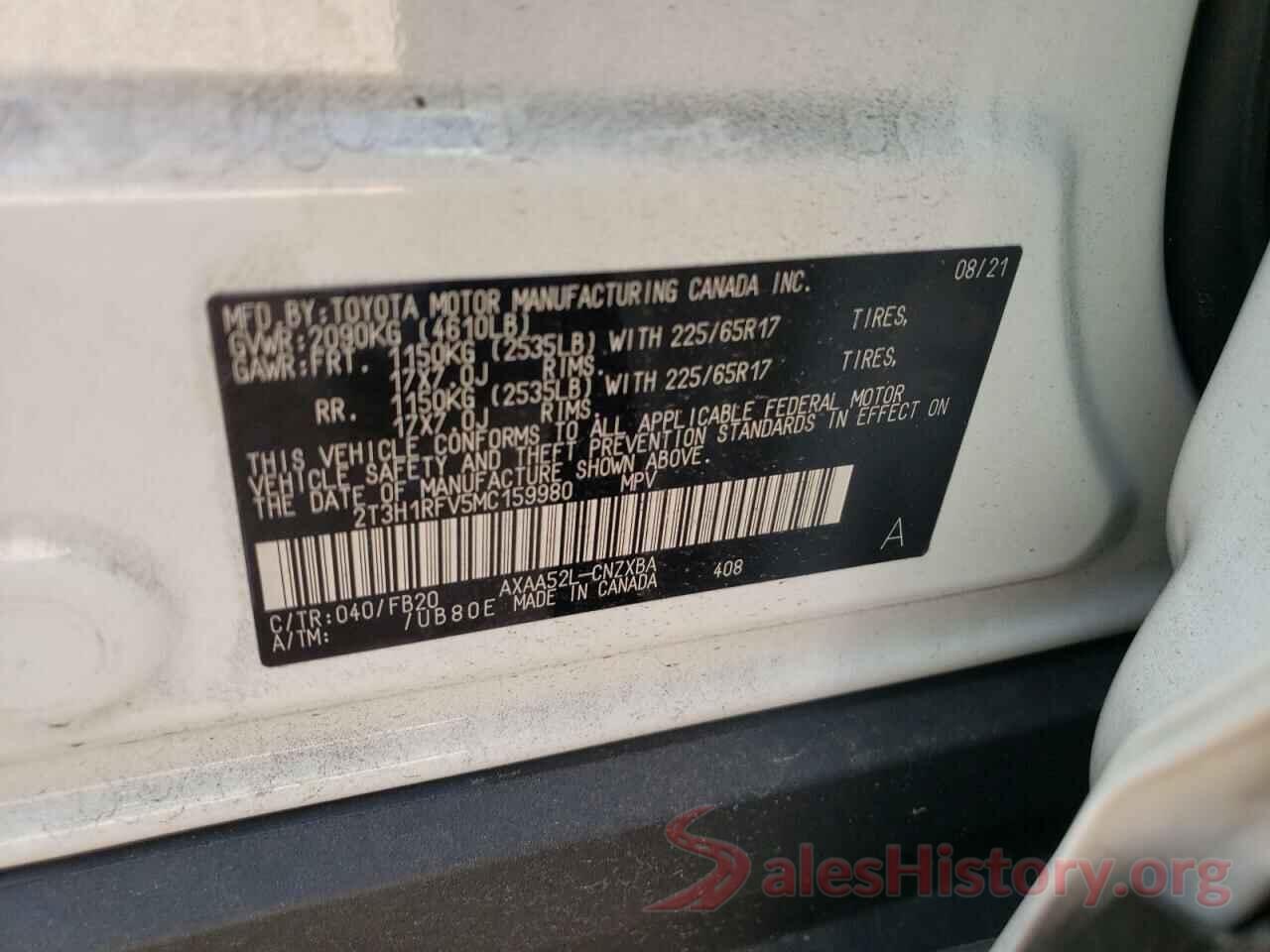 2T3H1RFV5MC159980 2021 TOYOTA RAV4