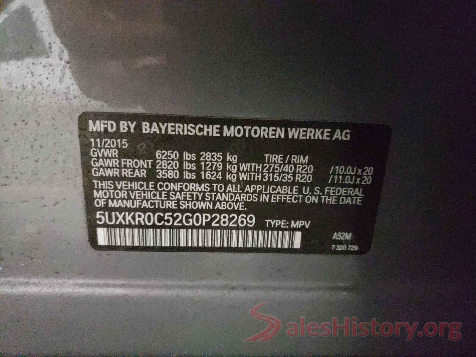 5UXKR0C52G0P28269 2016 BMW X5
