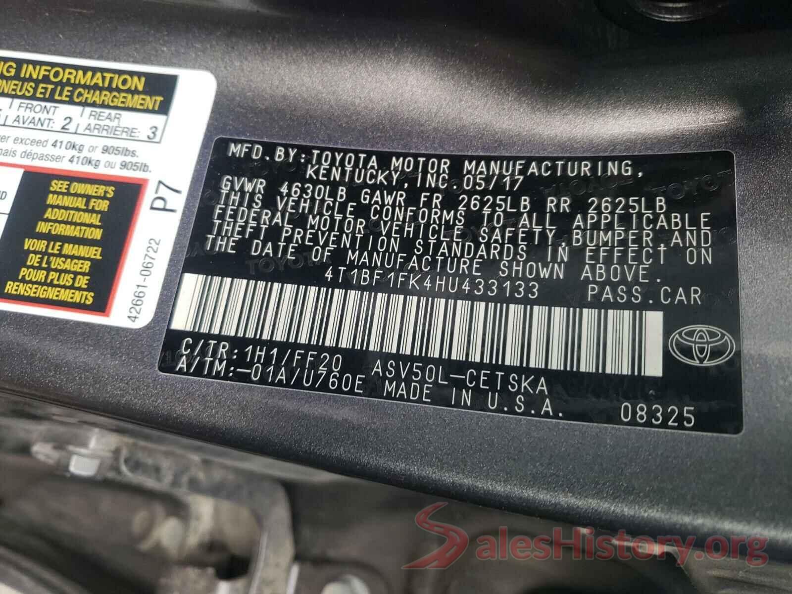 4T1BF1FK4HU433133 2017 TOYOTA CAMRY