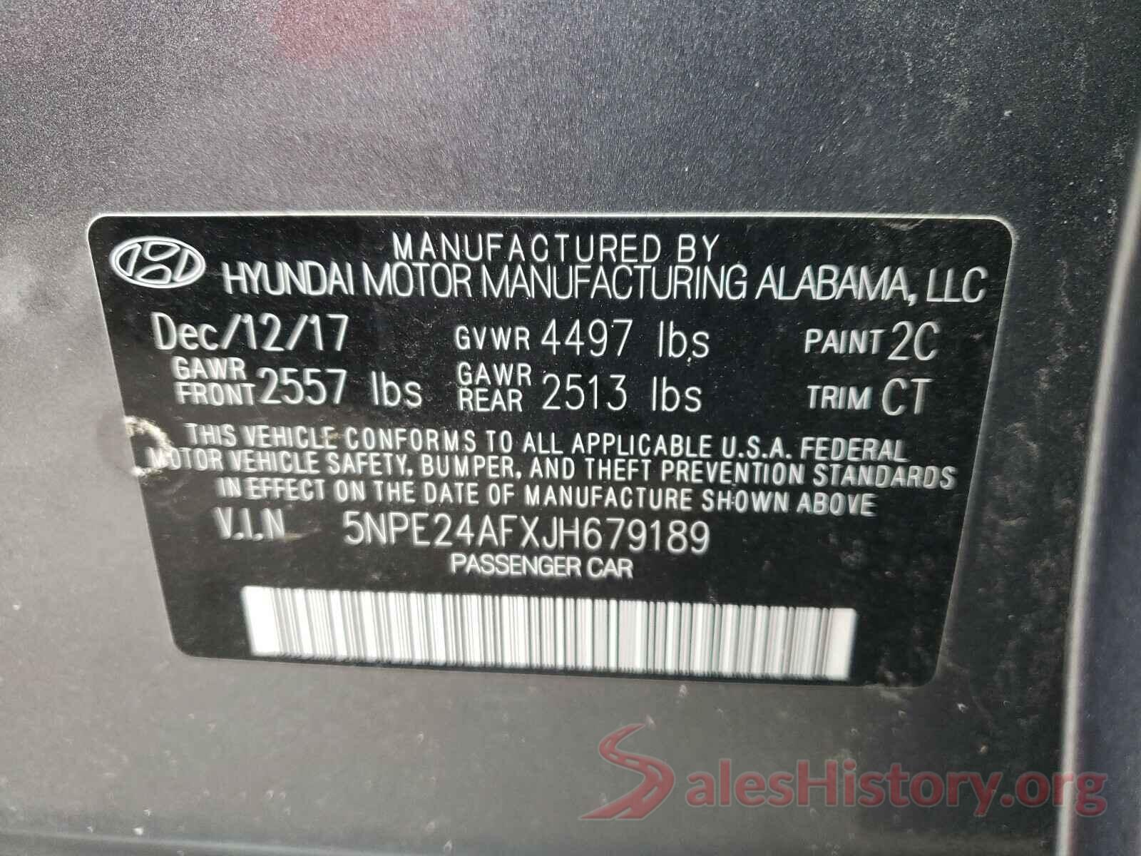 5NPE24AFXJH679189 2018 HYUNDAI SONATA