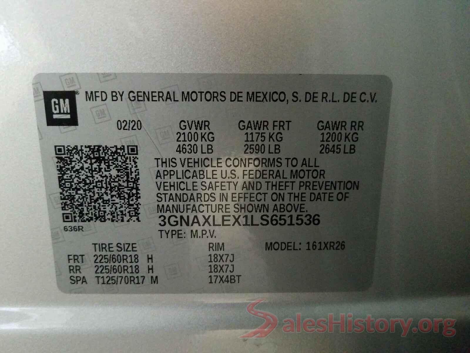 3GNAXLEX1LS651536 2020 CHEVROLET EQUINOX