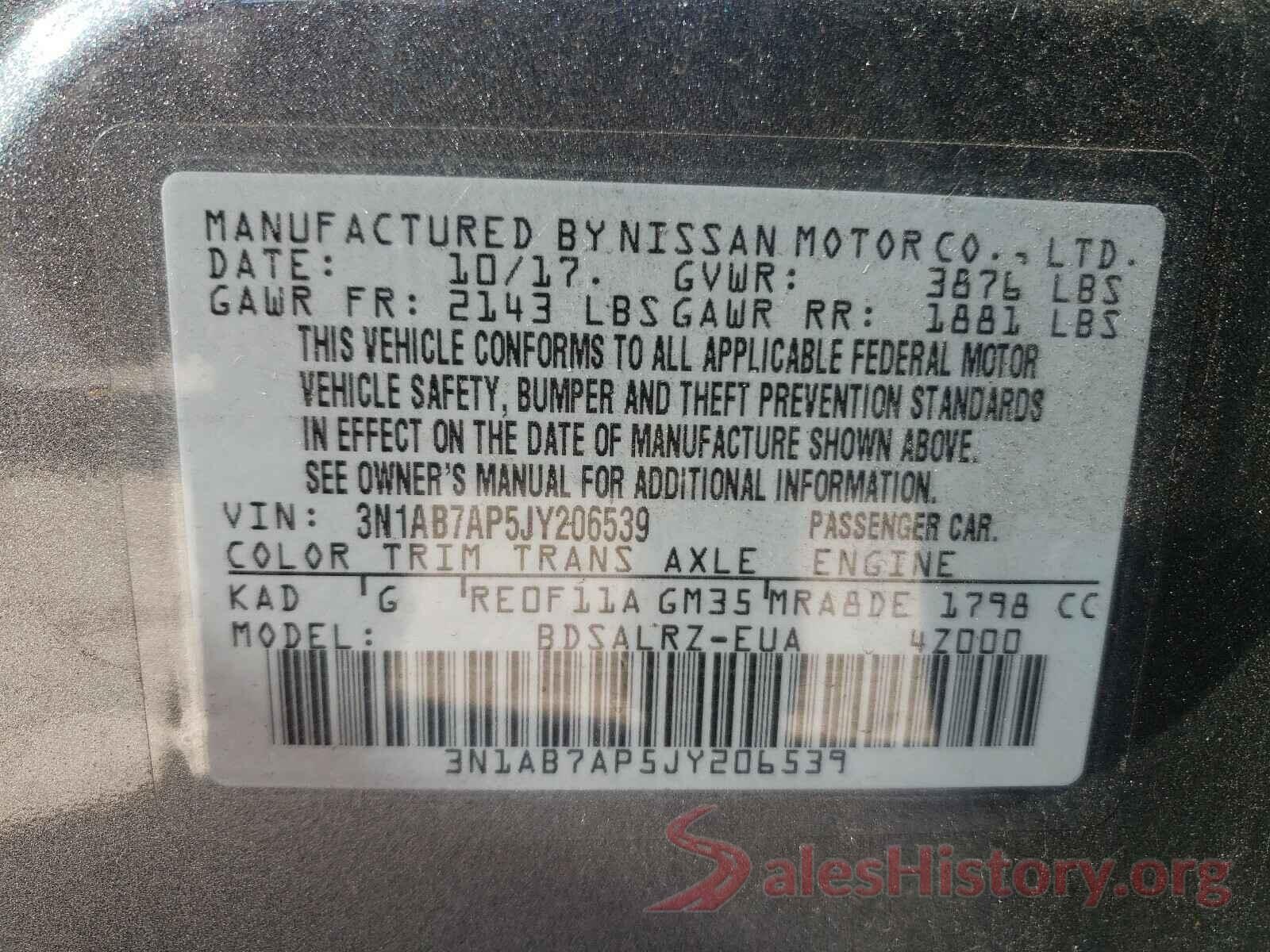 3N1AB7AP5JY206539 2018 NISSAN SENTRA