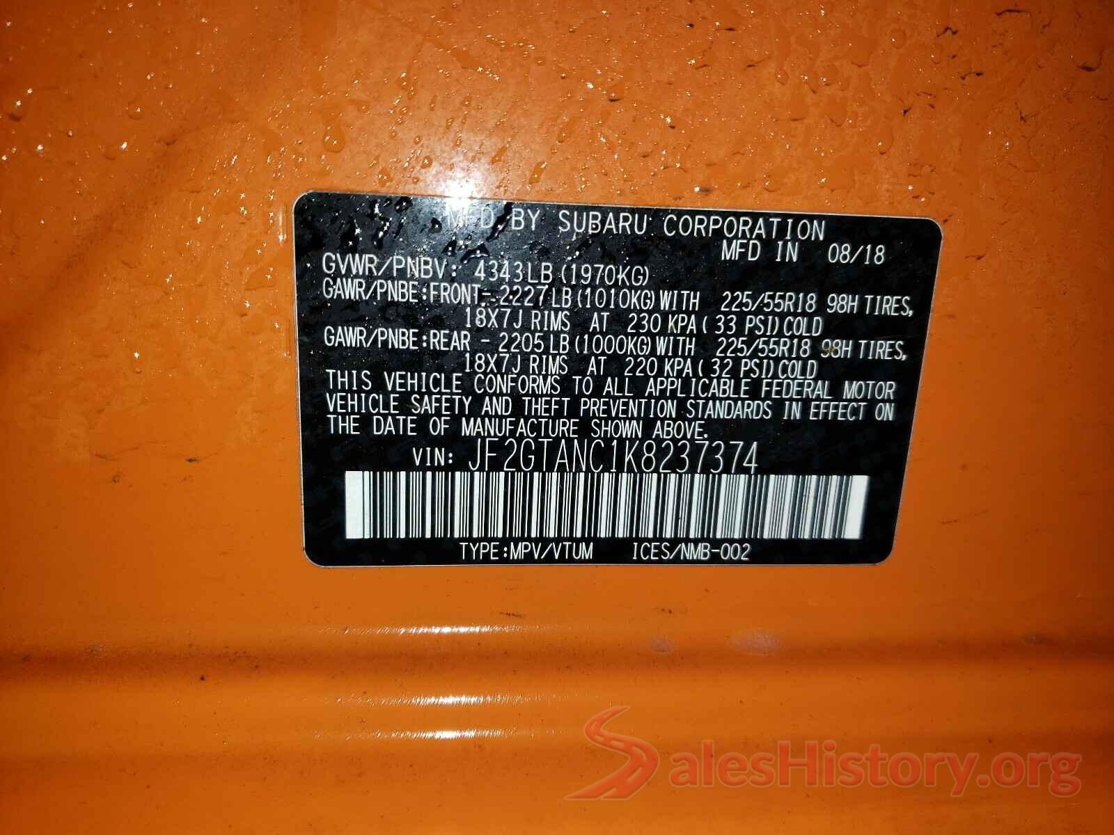 JF2GTANC1K8237374 2019 SUBARU CROSSTREK