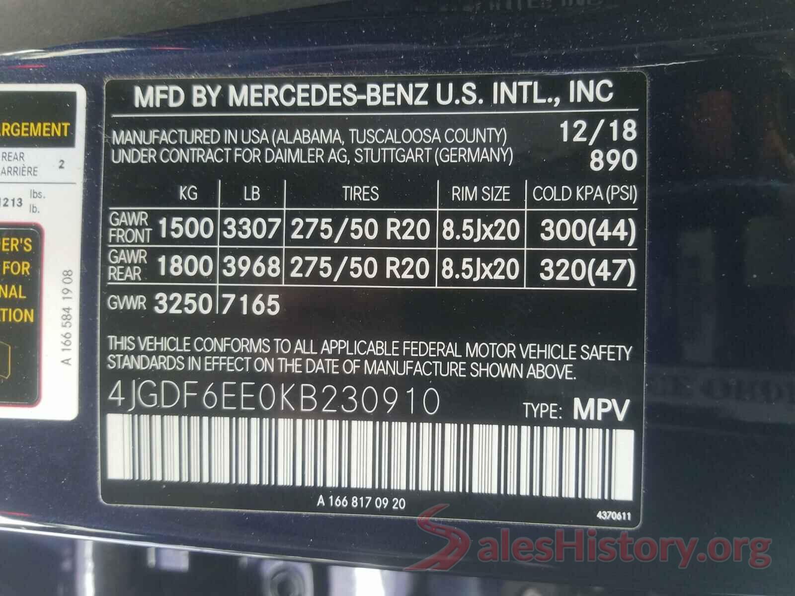 4JGDF6EE0KB230910 2019 MERCEDES-BENZ G CLASS