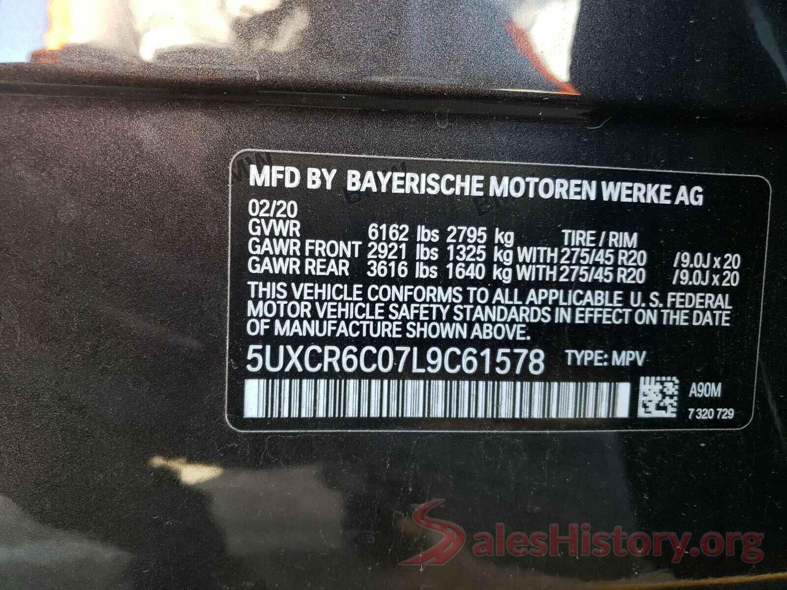 5UXCR6C07L9C61578 2020 BMW X5