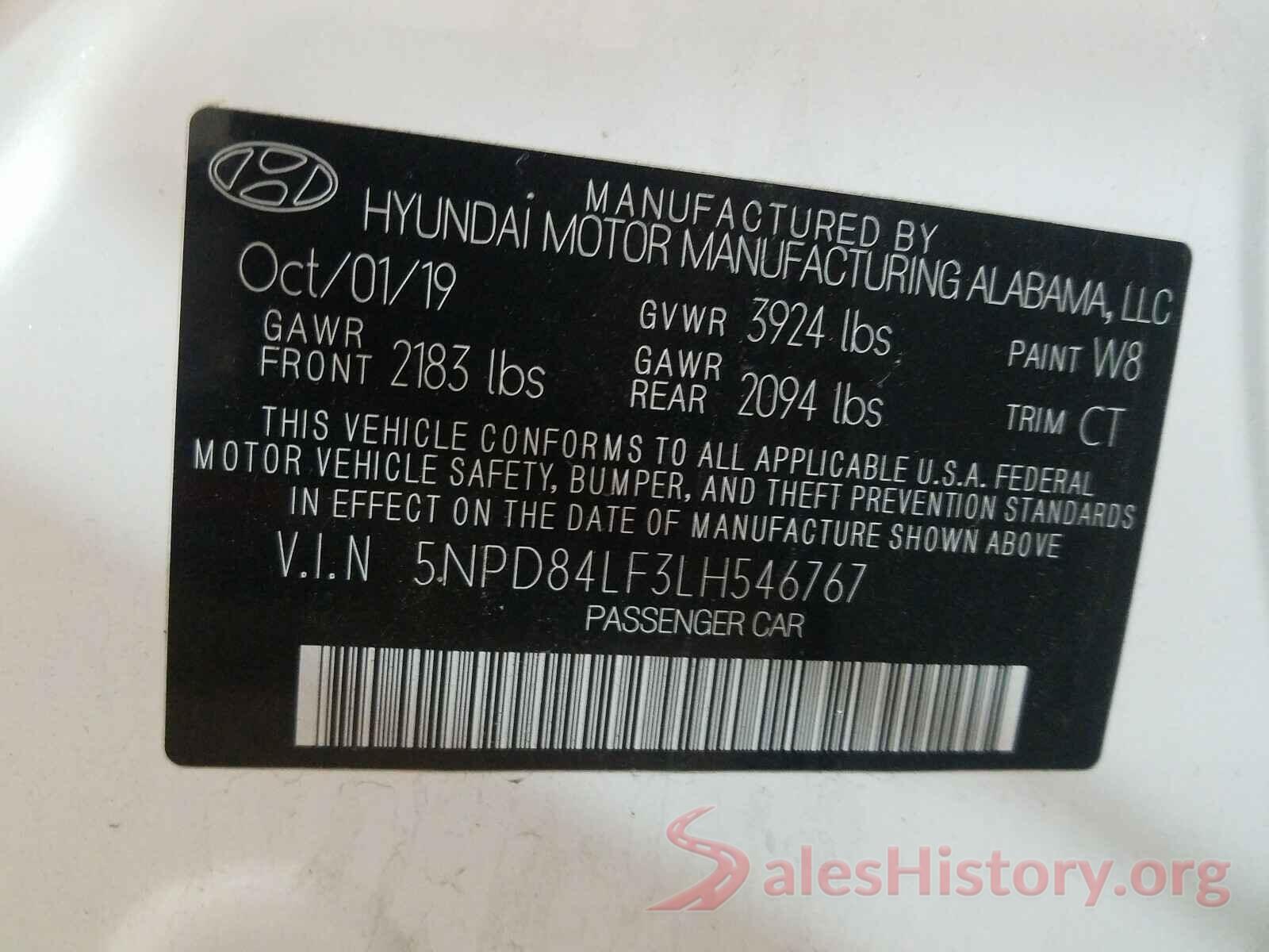 5NPD84LF3LH546767 2020 HYUNDAI ELANTRA