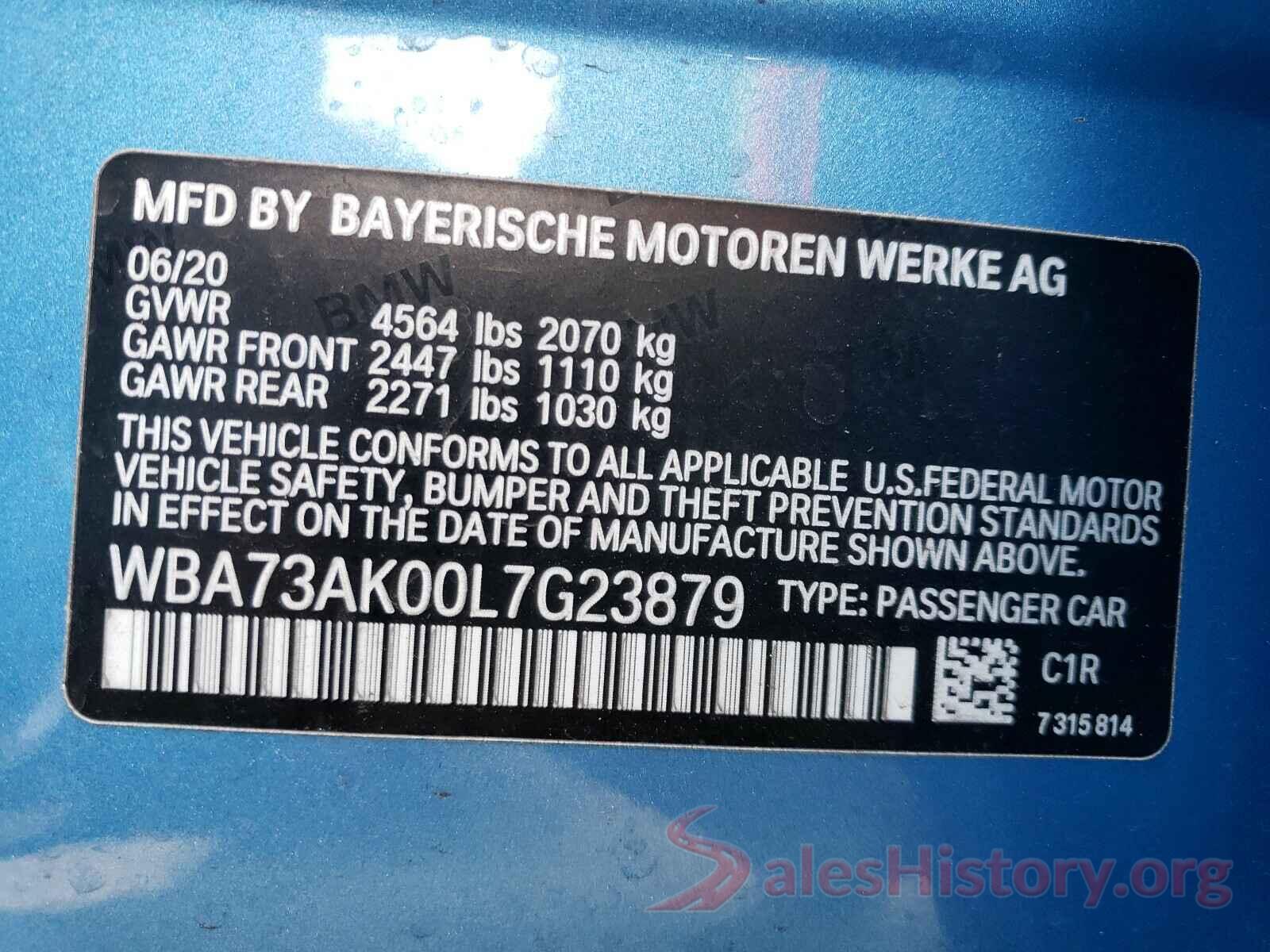 WBA73AK00L7G23879 2020 BMW 2 SERIES