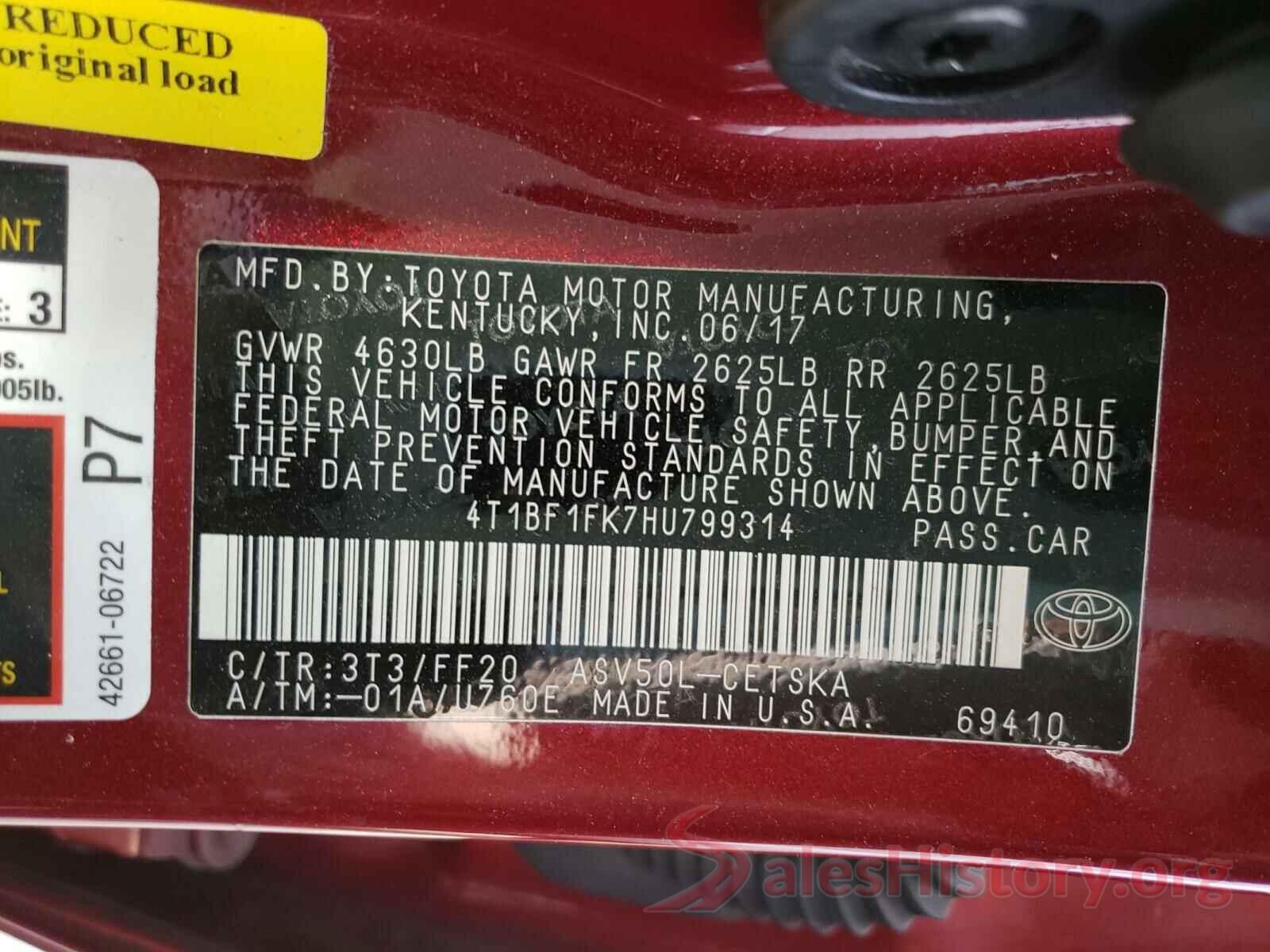 4T1BF1FK7HU799314 2017 TOYOTA CAMRY