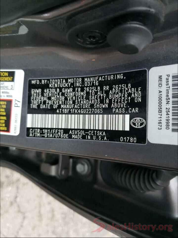 4T1BF1FK4GU227065 2016 TOYOTA CAMRY