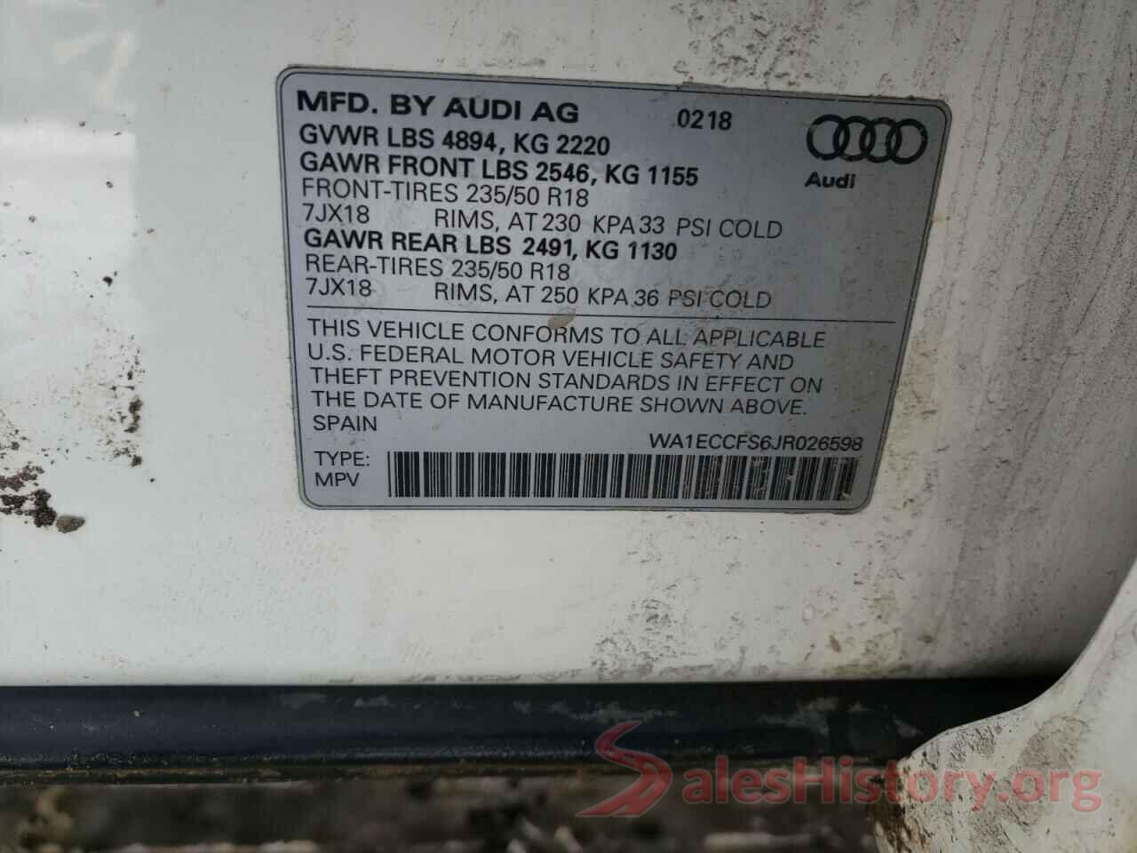 WA1ECCFS6JR026598 2018 AUDI Q3