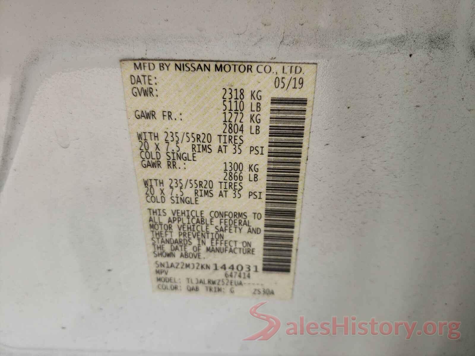 5N1AZ2MJ2KN144031 2019 NISSAN MURANO