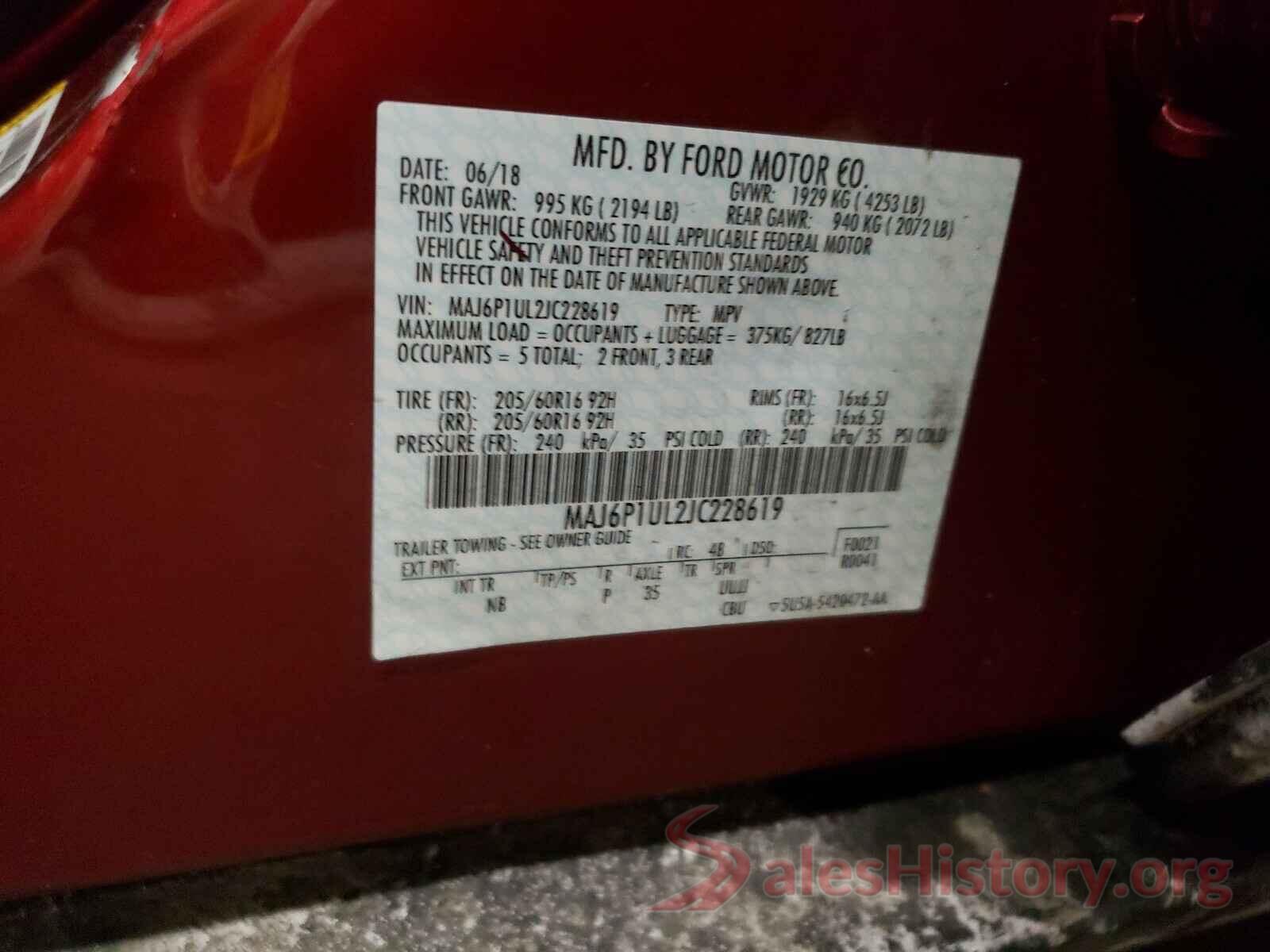 MAJ6P1UL2JC228619 2018 FORD ALL OTHER