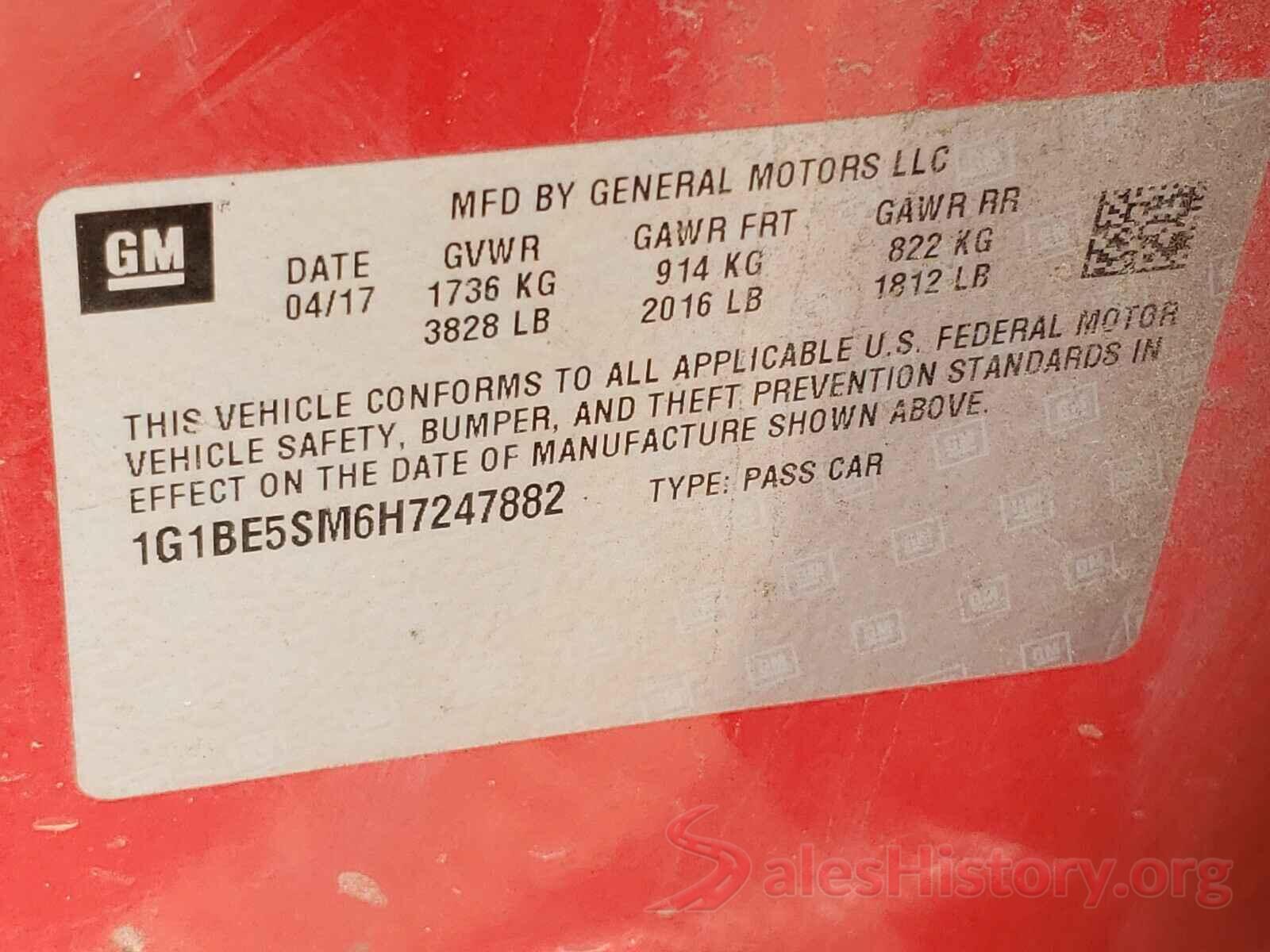 1G1BE5SM6H7247882 2017 CHEVROLET CRUZE