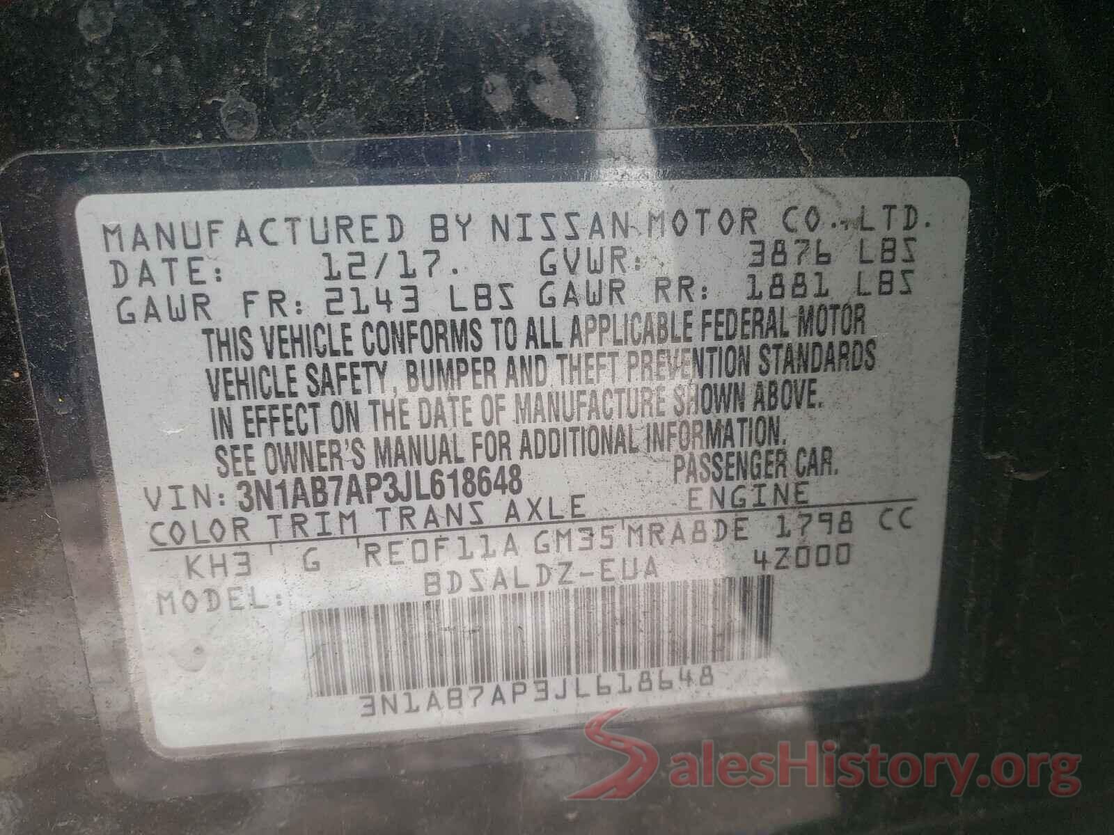 3N1AB7AP3JL618648 2018 NISSAN SENTRA