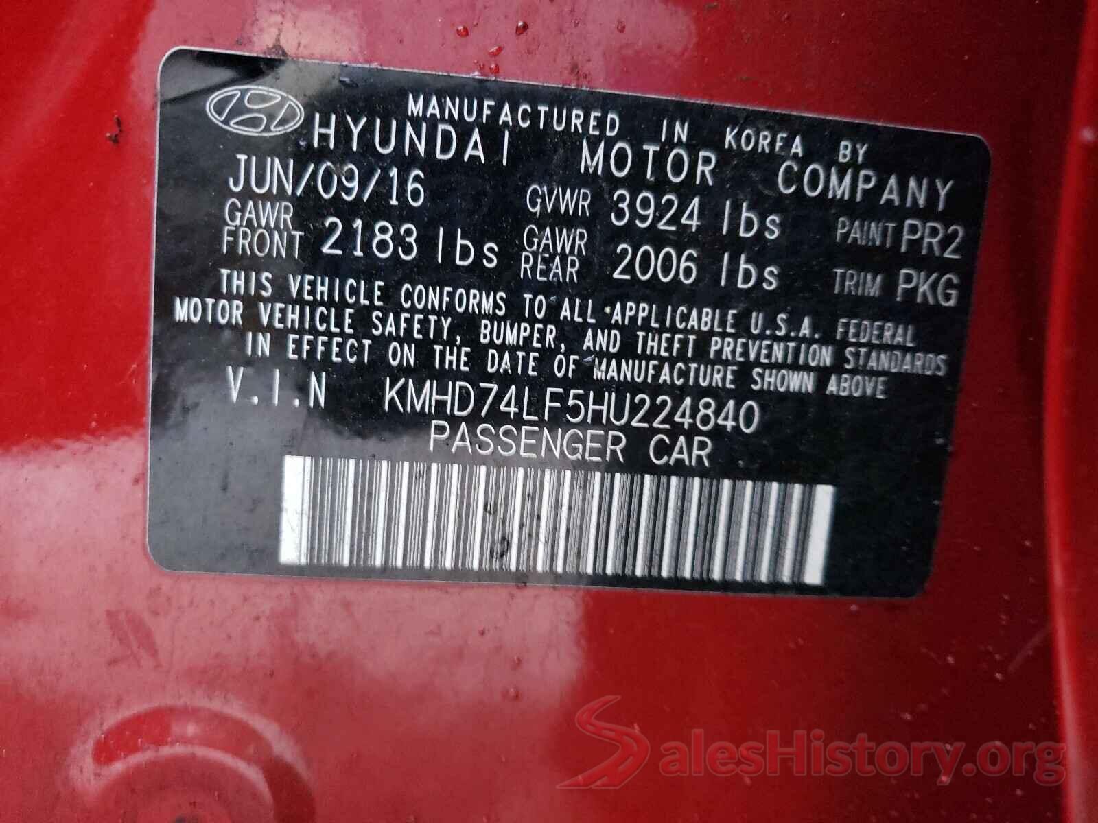 KMHD74LF5HU224840 2017 HYUNDAI ELANTRA