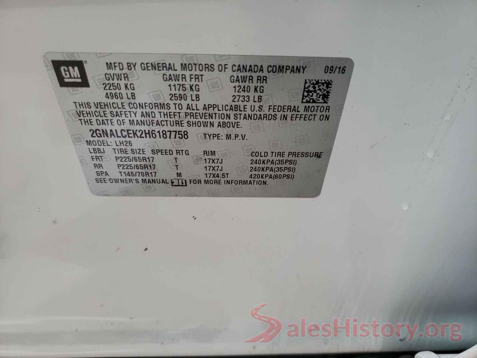 2GNALCEK2H6187758 2017 CHEVROLET EQUINOX