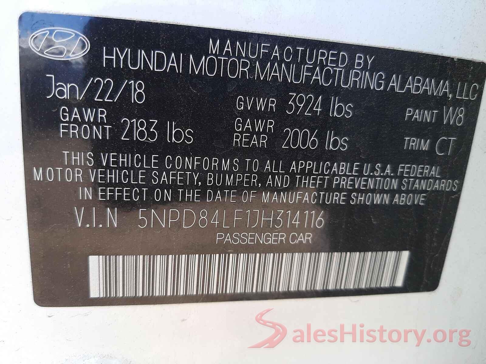 5NPD84LF1JH314116 2018 HYUNDAI ELANTRA