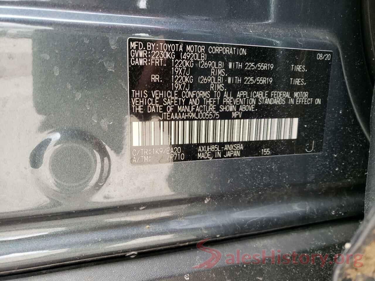 JTEAAAAH9MJ005575 2021 TOYOTA VENZA