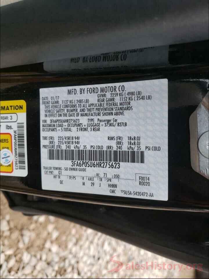 3FA6P0SU6HR275623 2017 FORD FUSION