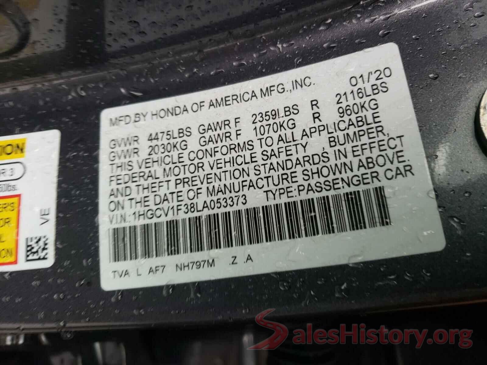 1HGCV1F38LA053373 2020 HONDA ACCORD