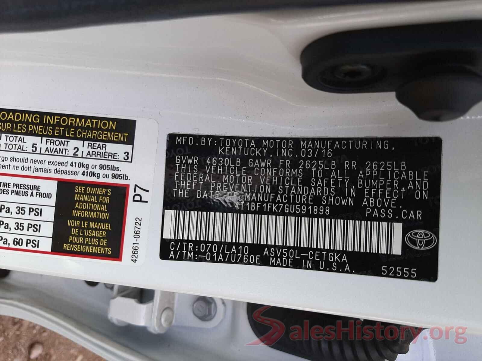 4T1BF1FK7GU591898 2016 TOYOTA CAMRY