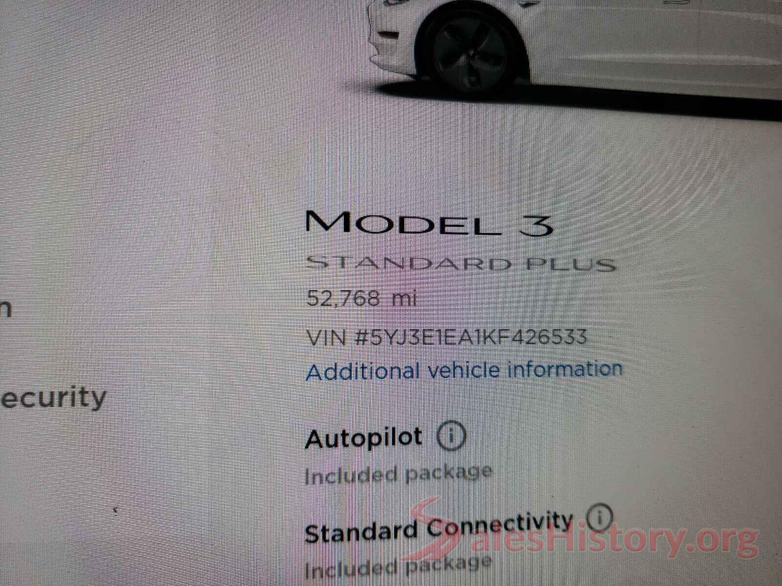 5YJ3E1EA1KF426533 2019 TESLA MODEL 3