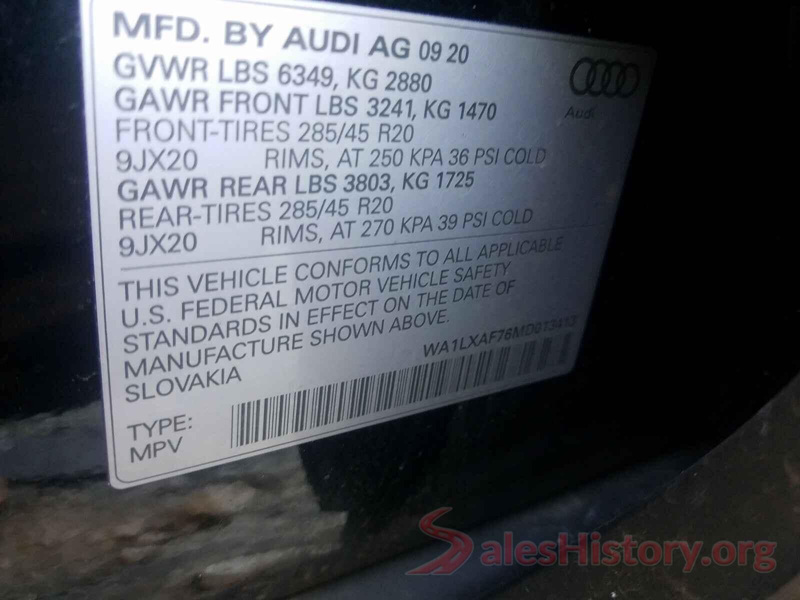 WA1LXAF76MD013413 2021 AUDI Q7