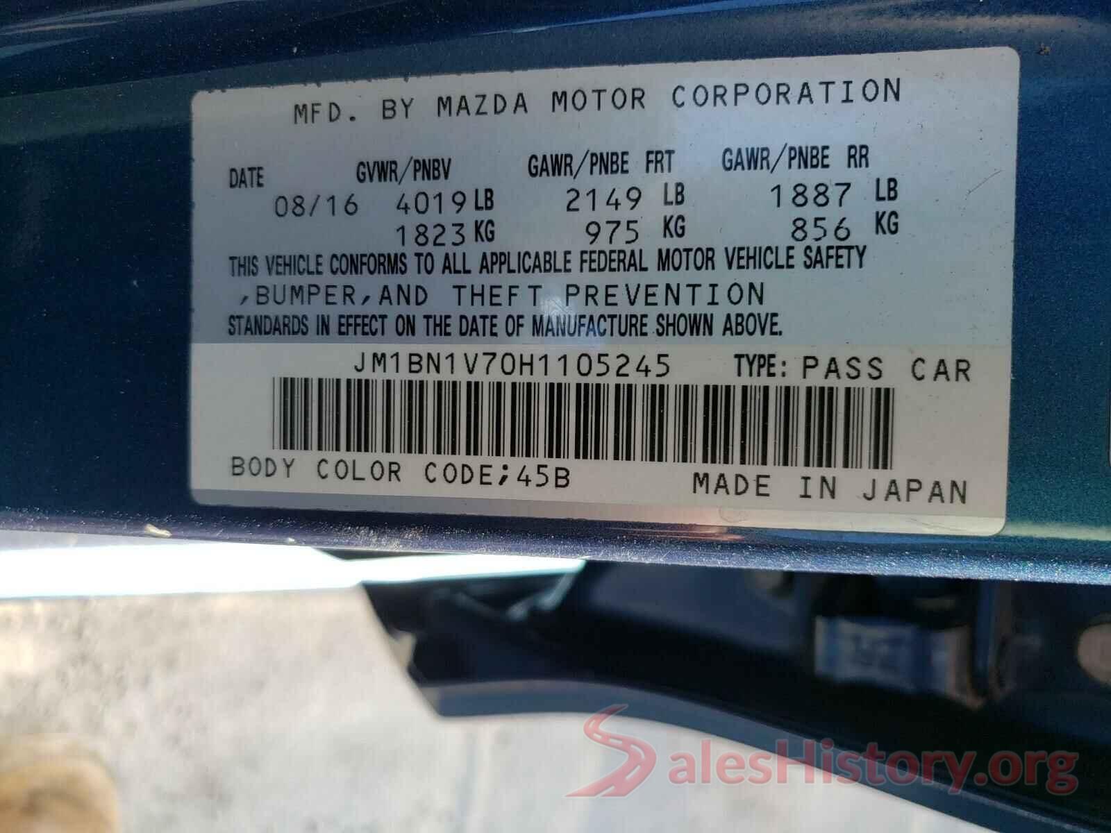 JM1BN1V70H1105245 2017 MAZDA 3