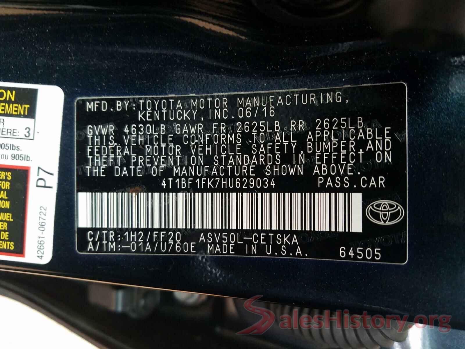 4T1BF1FK7HU629034 2017 TOYOTA CAMRY