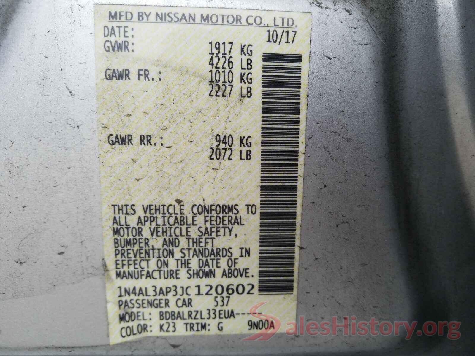 1N4AL3AP3JC120602 2018 NISSAN ALTIMA