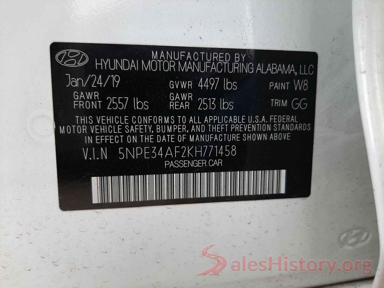 5NPE34AF2KH771458 2019 HYUNDAI SONATA