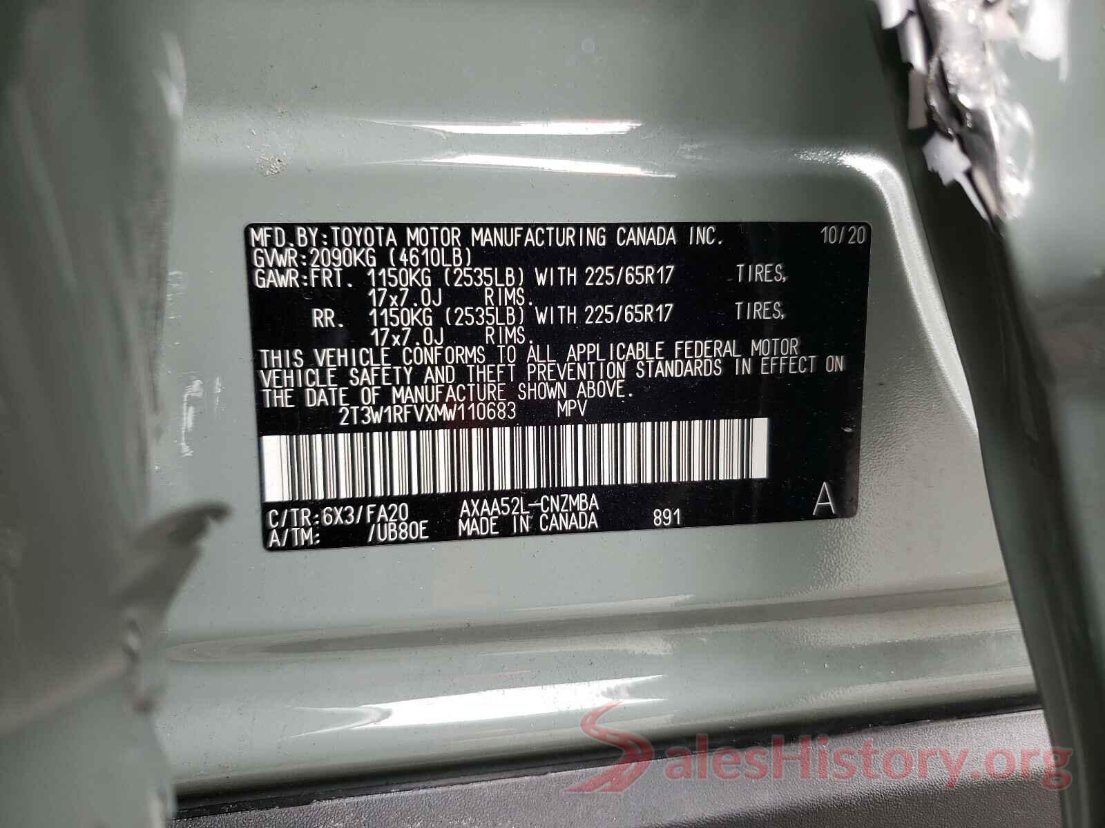 2T3W1RFVXMW110683 2021 TOYOTA RAV4