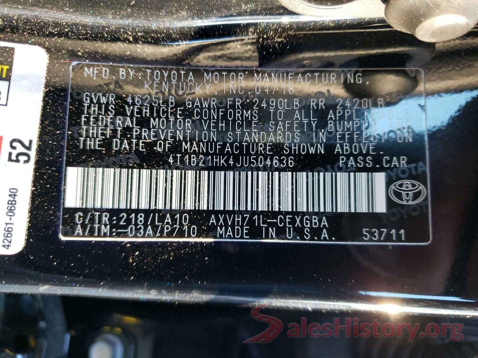 4T1B21HK4JU504636 2018 TOYOTA CAMRY