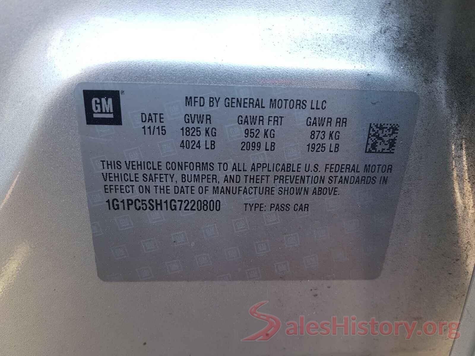 1G1PC5SH1G7220800 2016 CHEVROLET CRUZE