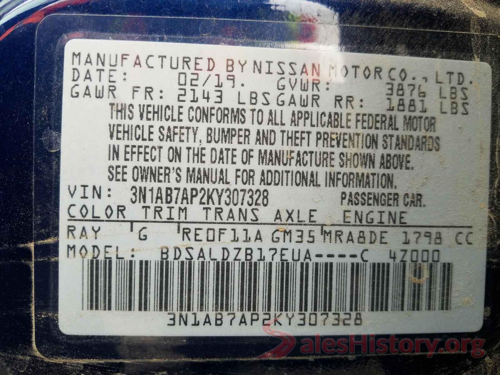 3N1AB7AP2KY307328 2019 NISSAN SENTRA