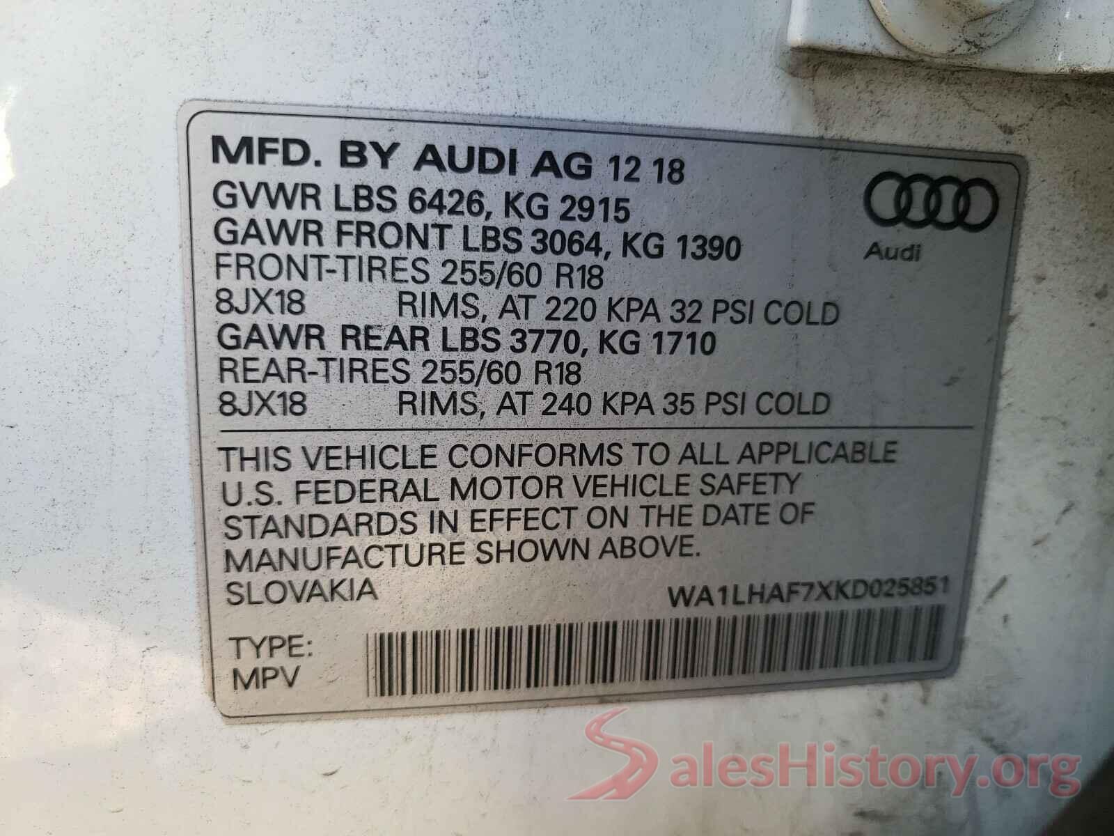 WA1LHAF7XKD025851 2019 AUDI Q7