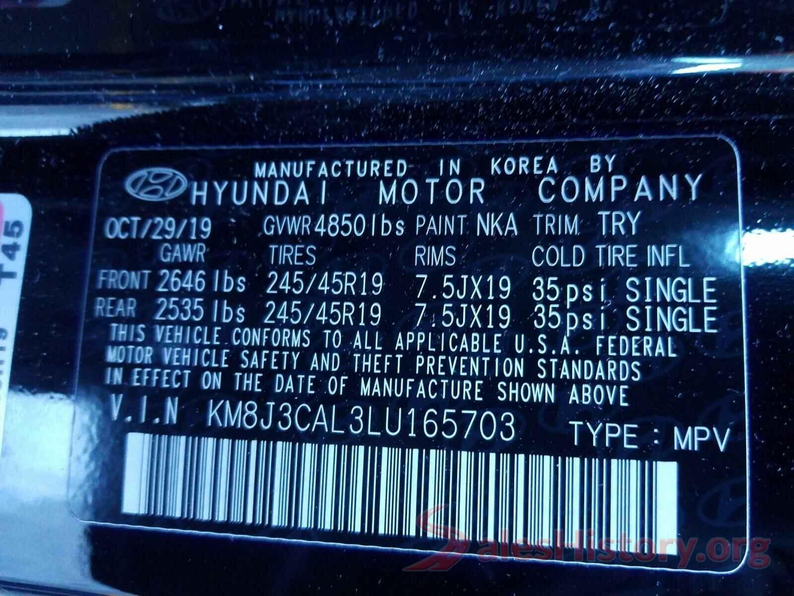 KM8J3CAL3LU165703 2020 HYUNDAI TUCSON