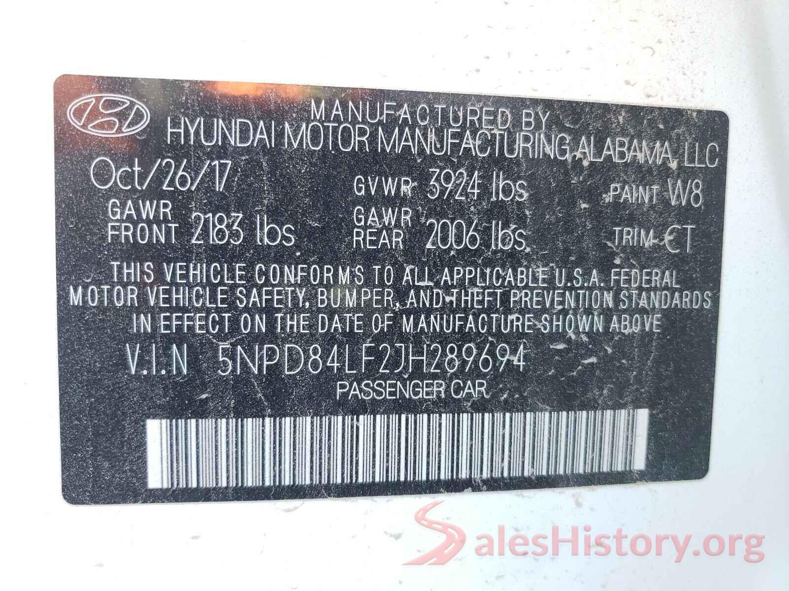 5NPD84LF2JH289694 2018 HYUNDAI ELANTRA