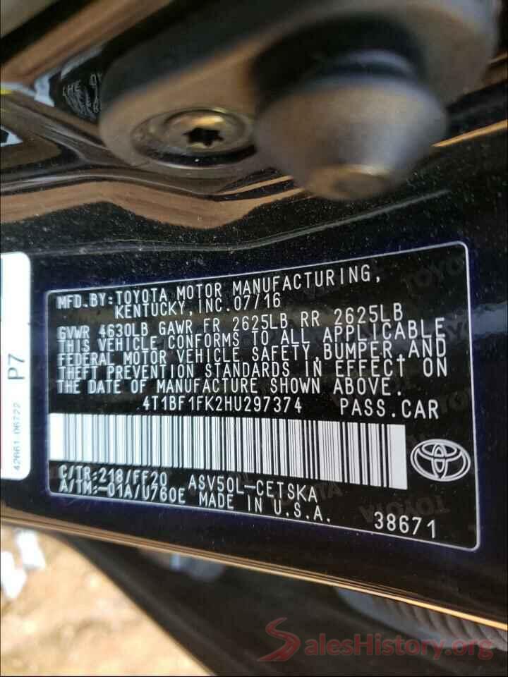 4T1BF1FK2HU297374 2017 TOYOTA CAMRY