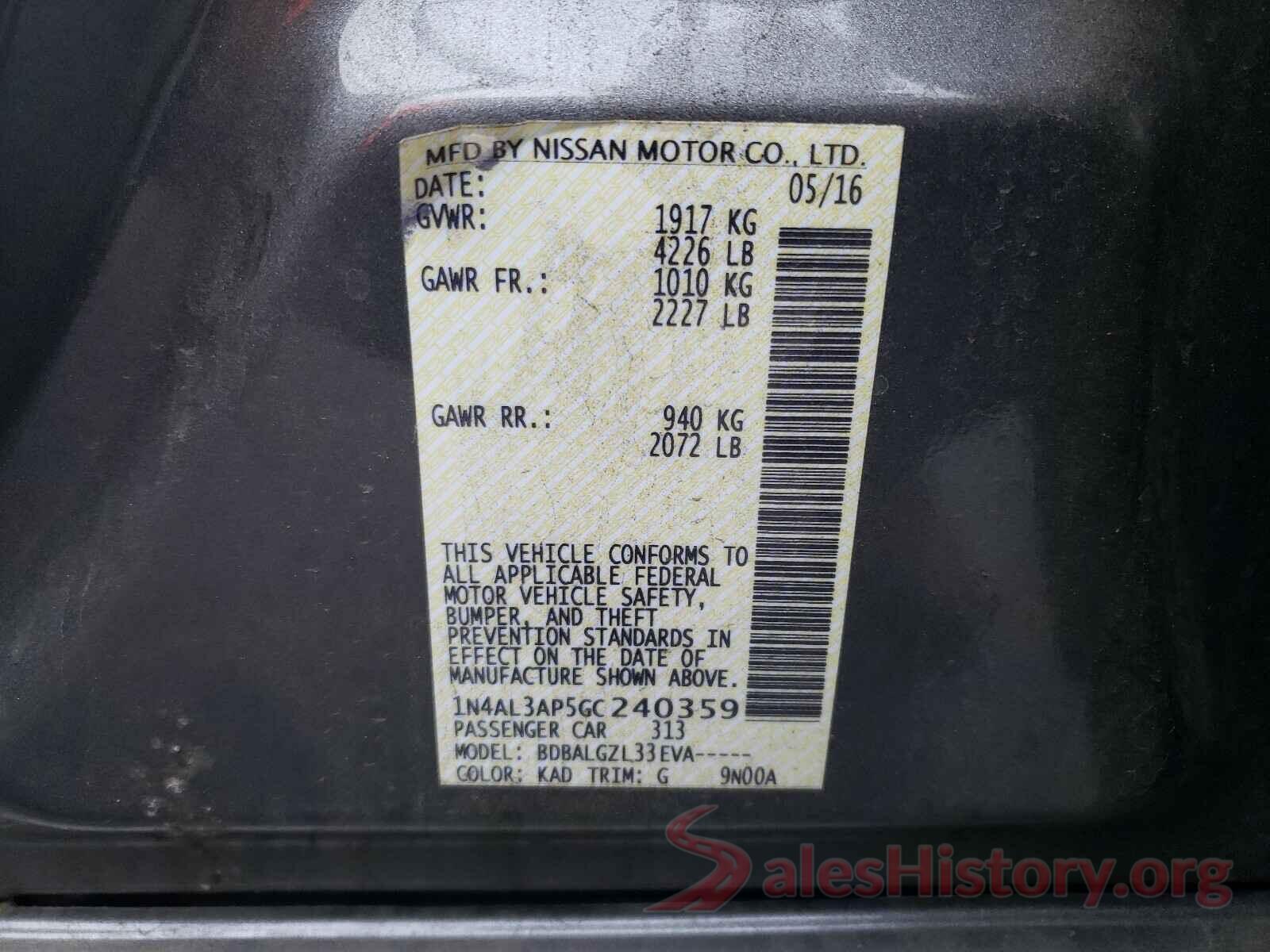 1N4AL3AP5GC240359 2016 NISSAN ALTIMA