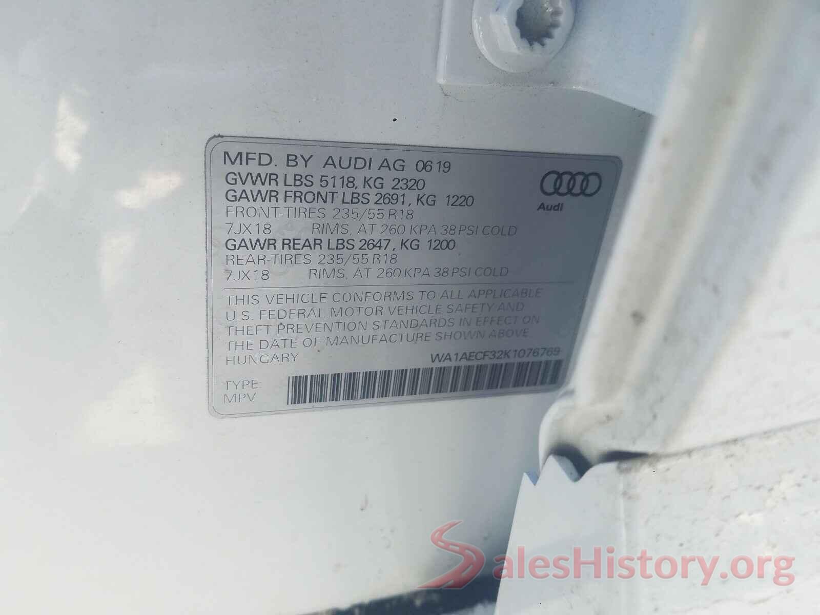 WA1AECF32K1076769 2019 AUDI Q3