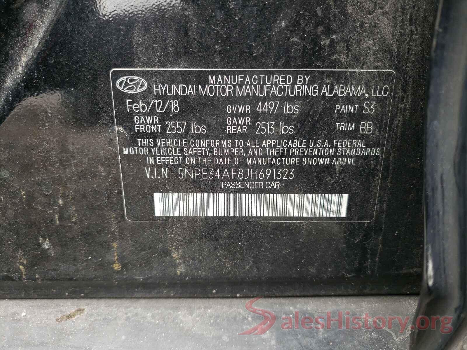 5NPE34AF8JH691323 2018 HYUNDAI SONATA