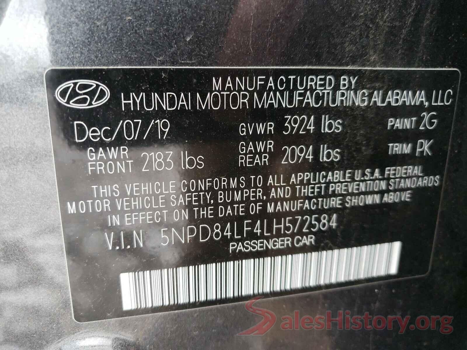 5NPD84LF4LH572584 2020 HYUNDAI ELANTRA